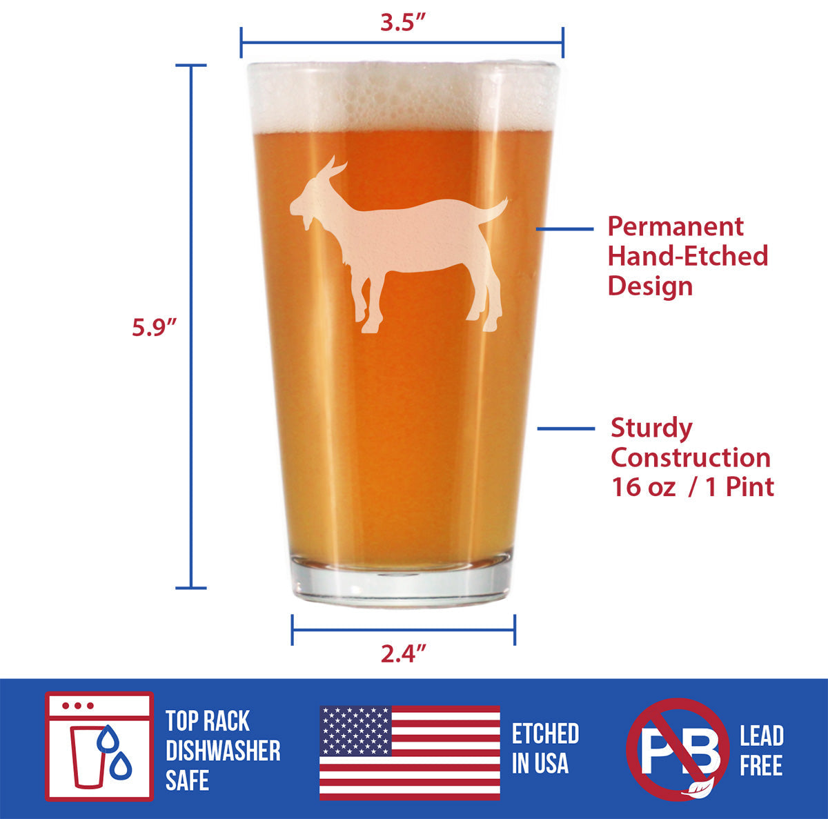Goat Pint Glass
